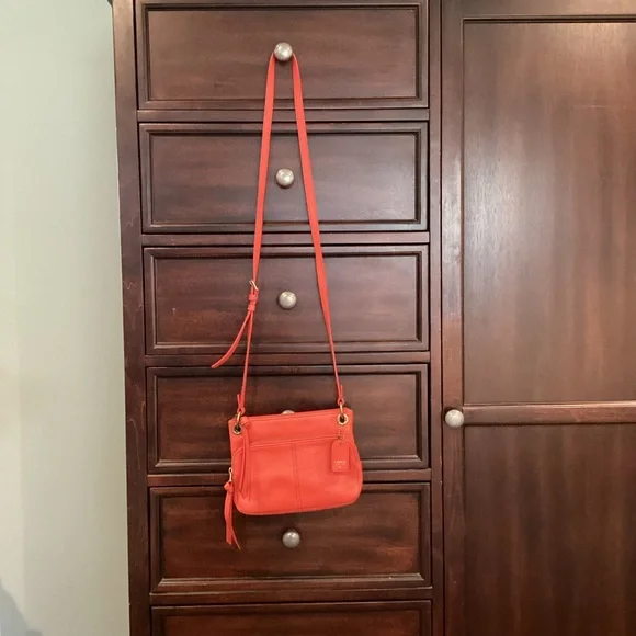Fossil Vibrant Melon Leather Crossbody Bag in EUC - Picture 7 of 10